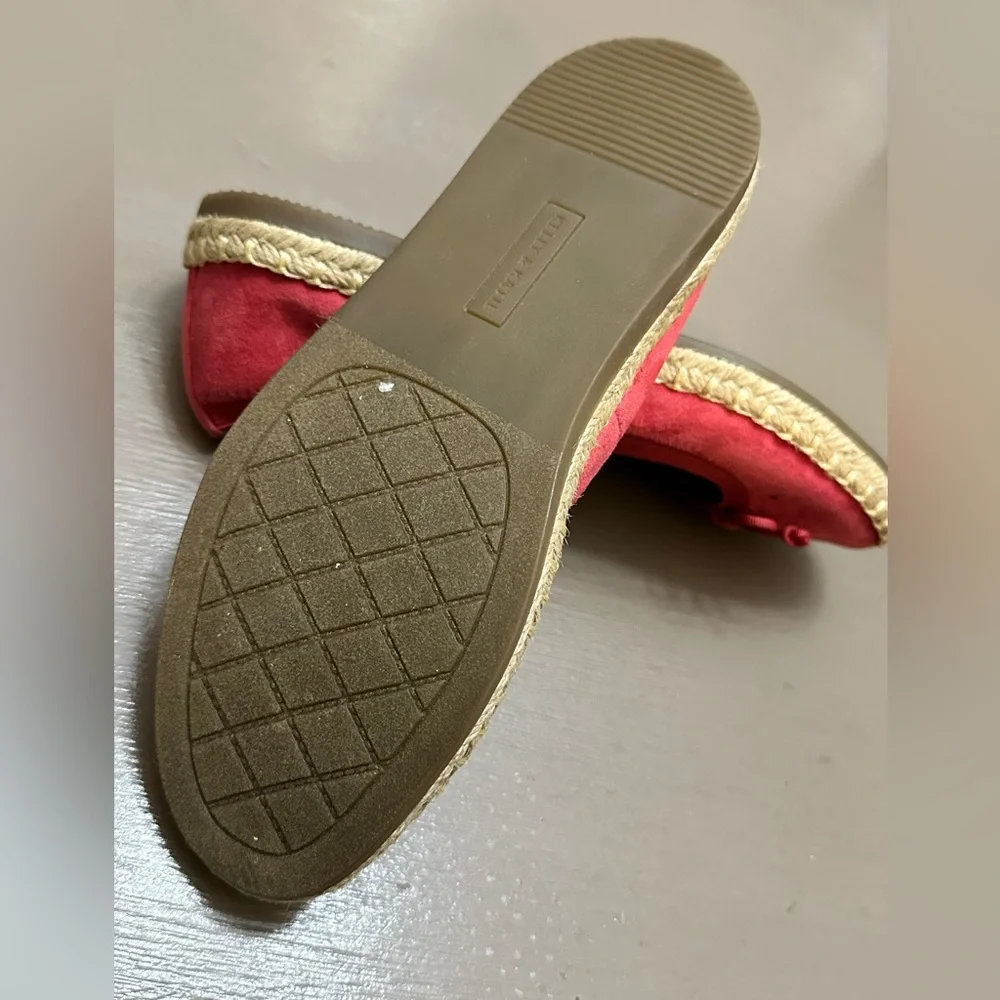 Kelly & Katie Red Faux Suede Espadrille Ballet Flats Bow Accent Size 6